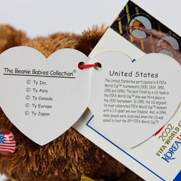 Lot of 2 TY Beanie Baby Champion 2002 USA & Germany Bears With Tags Plush Toys