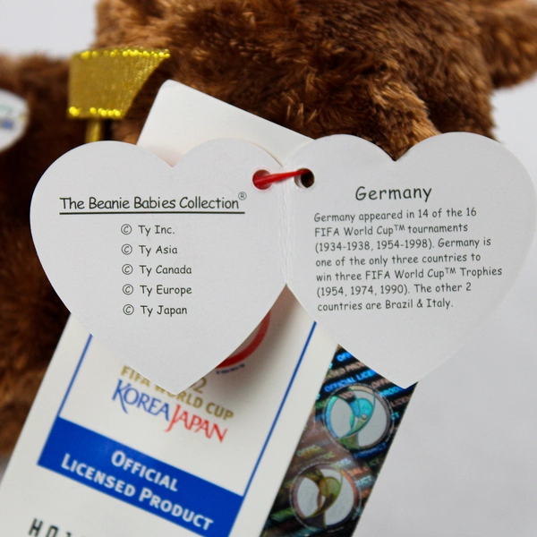 Lot of 2 TY Beanie Baby Champion 2002 USA & Germany Bears With Tags Plush Toys