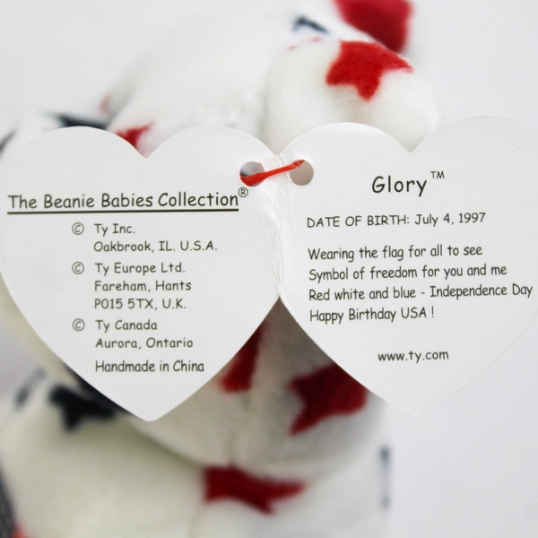 TY Beanie Babies 'Glory' Rare Error Tag 1998 Hang 1997 Plush Bear
