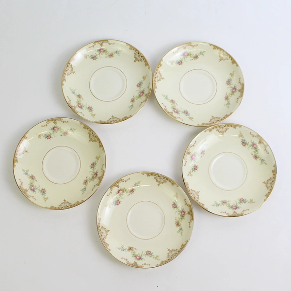 Set of 5 Homer Laughlin Eggshell Nautilus Arostocrat Saucers