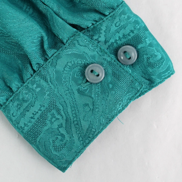 VTG Stanley Blacker Green Paisley Blouse Size 10 with Shoulder Pads