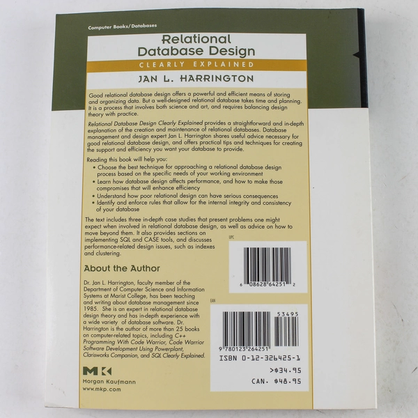 Relational Database Design Clearly Explained by Jan Harrington 1998 Paperback