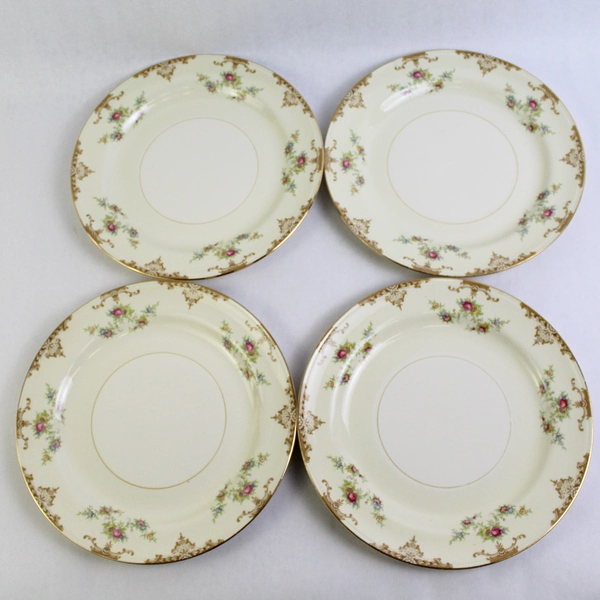 Set of 4 Vintage Homer Laughlin Eggshell Nautilus Aristocrat Dinner Plates 