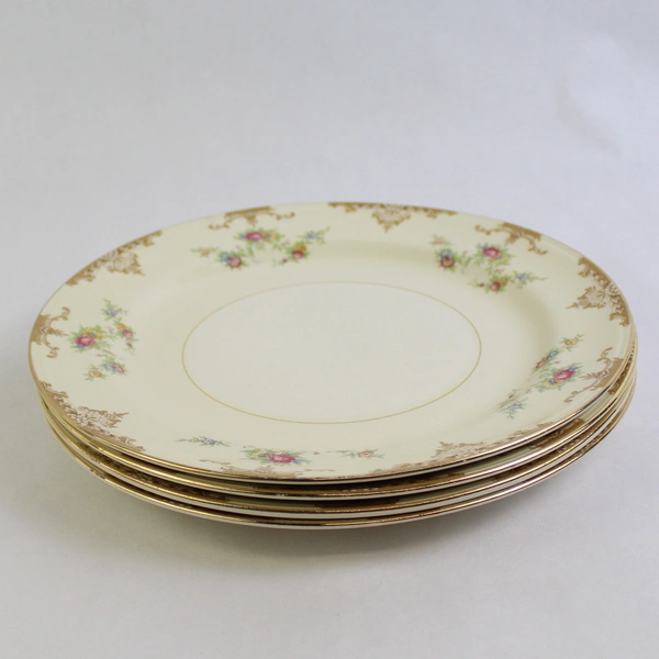 Set of 4 Vintage Homer Laughlin Eggshell Nautilus Aristocrat Dinner Plates 