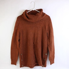 Carolyn Taylor Rust Brown Sweater Button Sides Size Small