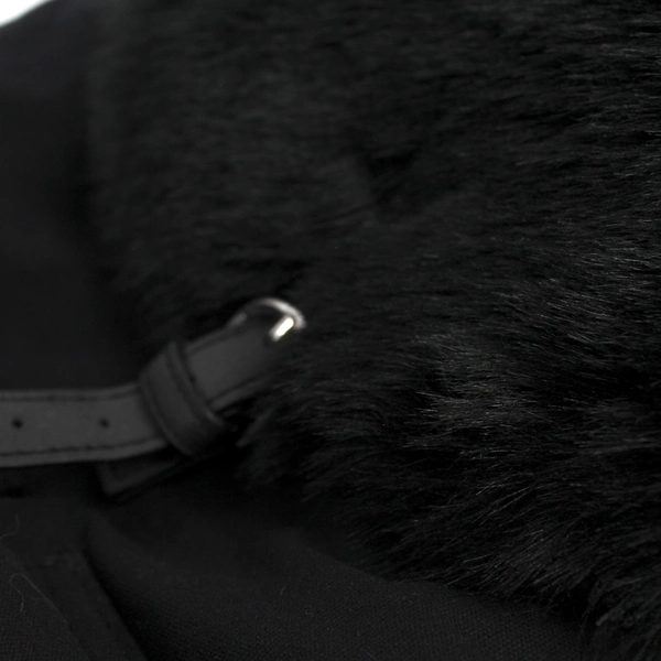 Candie's Black Faux Fur Flap Drawstring Backpack Purse - Chic & Functional