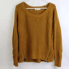 Pink Rose Women's Sweater Brown Size Medium Zipper Sides Knit