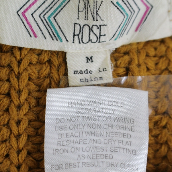 Pink Rose Women's Sweater Brown Size Medium Zipper Sides Knit