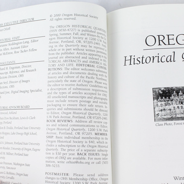 Oregon Historical Quarterly Winter 2000 Vol. 101 No. 4 Magazine - Good Condition