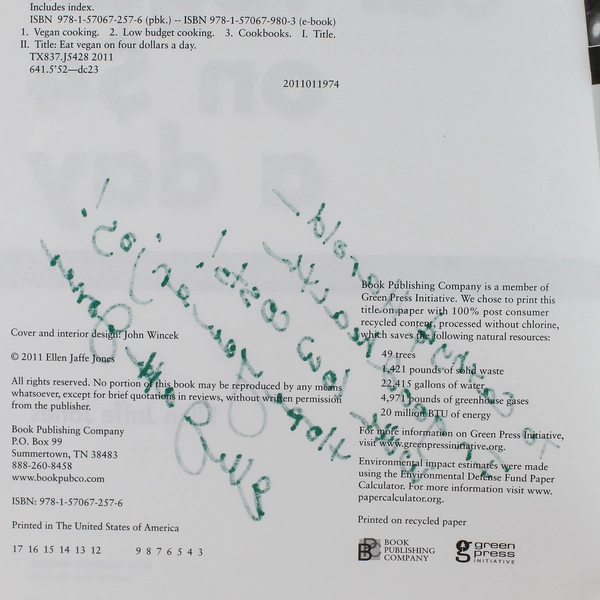 Eat Vegan on $4.00 A Day by Ellen Jaffe Jones 2011 Signed Paperback Guide