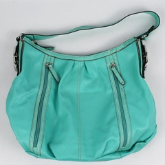 Kathy Van Zeeland Turquoise Faux Leather Shoulder Bag Purse - Flawed Pre-Owned