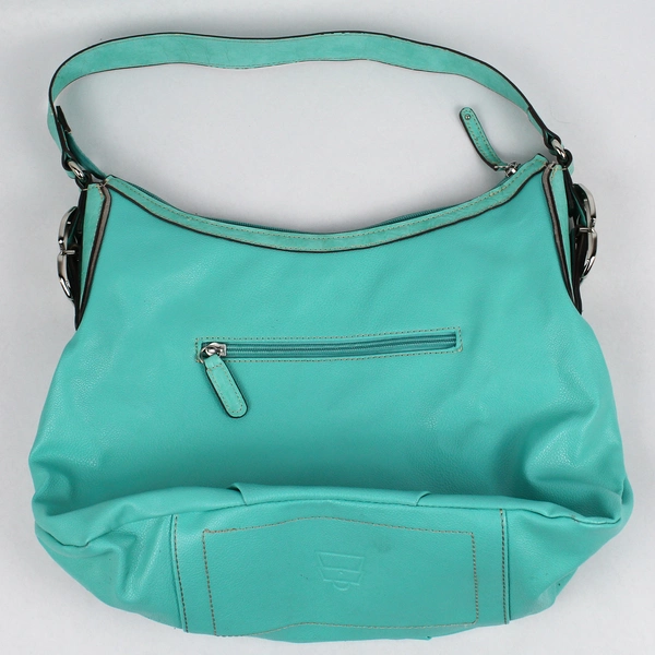 Kathy Van Zeeland Turquoise Faux Leather Shoulder Bag Purse - Flawed Pre-Owned