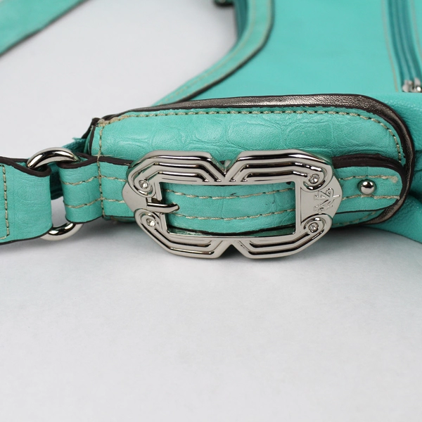 Kathy Van Zeeland Turquoise Faux Leather Shoulder Bag Purse - Flawed Pre-Owned