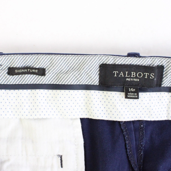 Talbots Petite Signature Crop Pants Size 14P Navy Blue