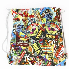 Handmade Marvel Comics Superhero Drawstring Bag Backpack - 15" x 13"