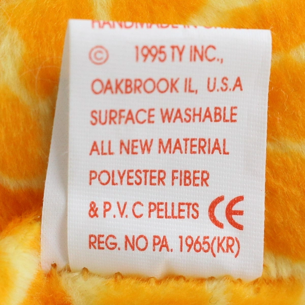 TY Beanie Baby Twigs 1995 Orange Giraffe With Tag Plush Doll Toy