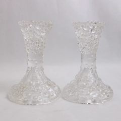 Set of 2 PartyLite Bubble Clear Glass Taper Candle Holders