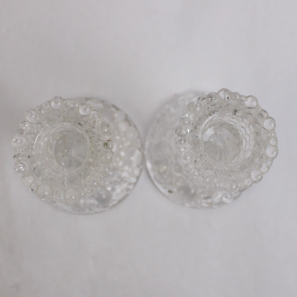 Set of 2 PartyLite Bubble Clear Glass Taper Candle Holders
