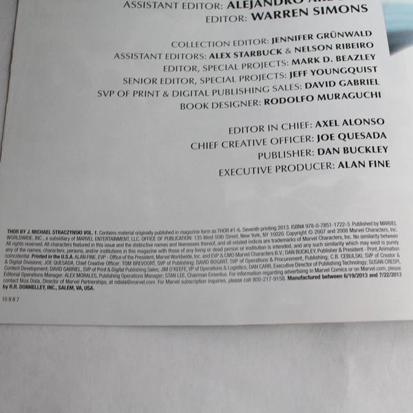 Thor by J. Michael Straczynski Vol 1 Marvel 2008 Paperback - Good Condition