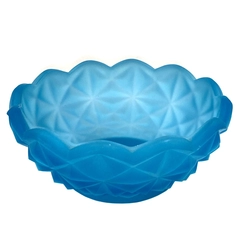 Vintage Blue Frosted Satin Star Diamond Bowl 6.5" Unique Decor Piece