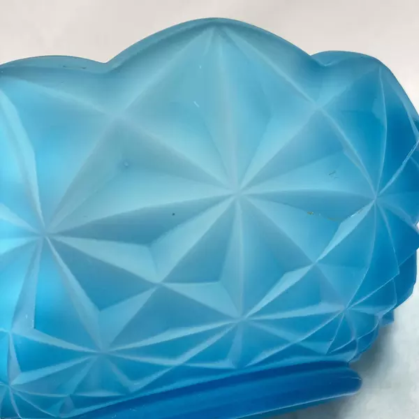 Vintage Blue Frosted Satin Star Diamond Bowl 6.5" Unique Decor Piece