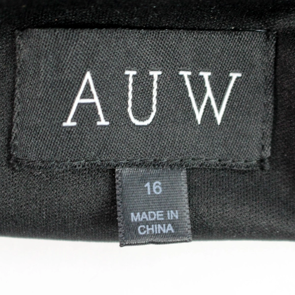 AUW Black Sparkly Fringe Dress 3/4 Sleeve Knee Length Women's Size 16