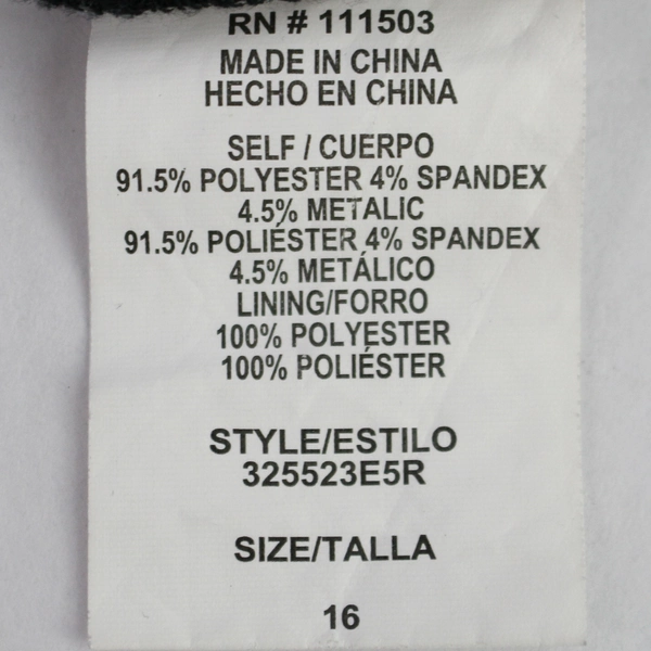 AUW Black Sparkly Fringe Dress 3/4 Sleeve Knee Length Women's Size 16