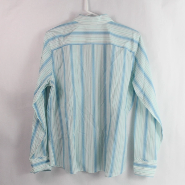 Eddie Bauer Men's Large Blue Striped Dress Shirt Cotton Button-Down