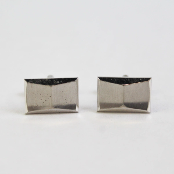Men's Silver Rectangular Bullet Back Cufflinks Pair