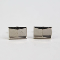 Men's Silver Rectangular Bullet Back Cufflinks Pair