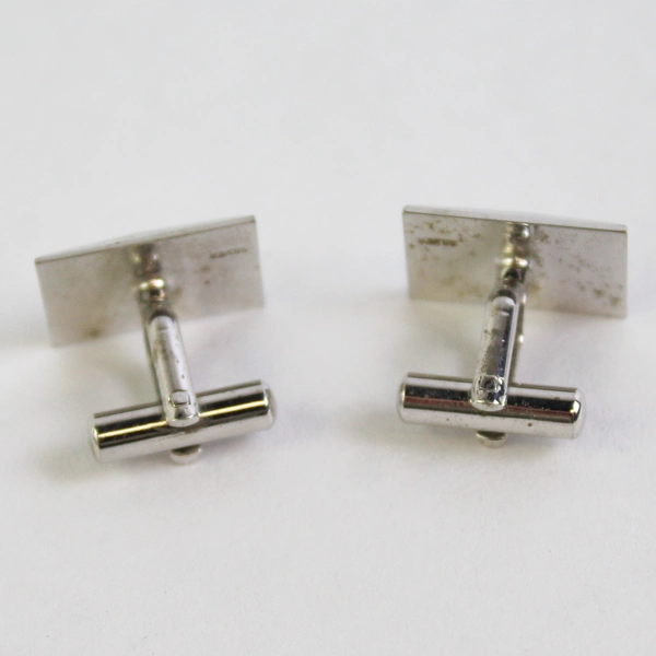 Men's Silver Rectangular Bullet Back Cufflinks Pair