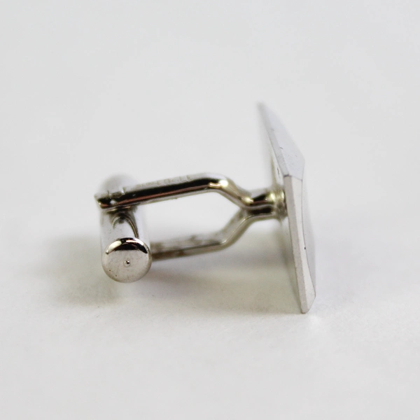 Men's Silver Rectangular Bullet Back Cufflinks Pair