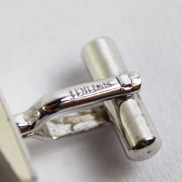 Men's Silver Rectangular Bullet Back Cufflinks Pair