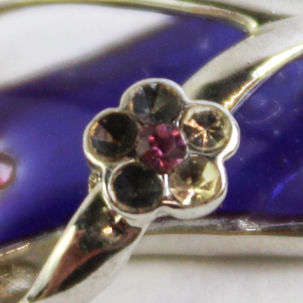 Set of 2 Purple Enamel Flip Flop Necklace Pendants w/ Amethyst Gemstone Flowers