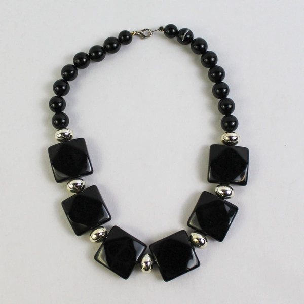 Lot of 4 Black Glass Bead Necklaces