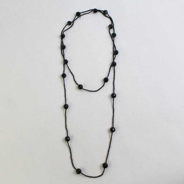 Lot of 4 Black Glass Bead Necklaces
