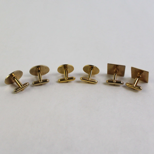 Lot of 3 Pairs Of Men's Gold-Tone Bullet Back Cufflinks