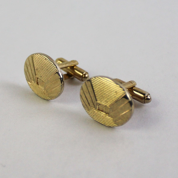 Lot of 3 Pairs Of Men's Gold-Tone Bullet Back Cufflinks