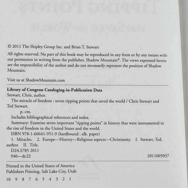 Seven Tipping Points That Saved the World by Chris Stewart Hardcover 2011 Good