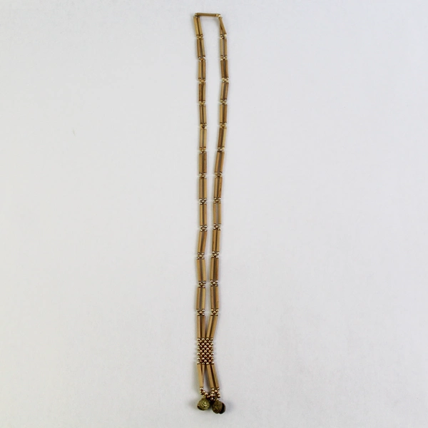 Vintage Bamboo And Gold Bead Necklace And Bracelet Set