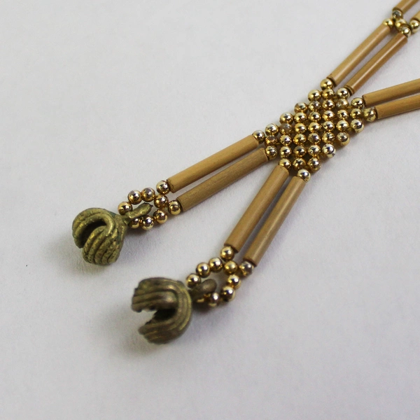 Vintage Bamboo And Gold Bead Necklace And Bracelet Set