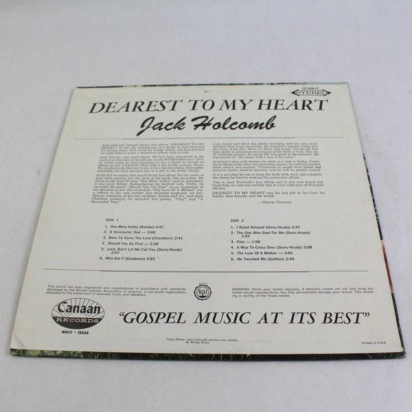 Jack Holcomb Dearest To My Heart 1977 Vinyl Record