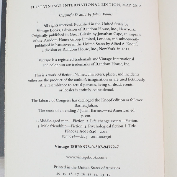 The Sense of an Ending by Julian Barnes 2012 Paperback - Good Condition