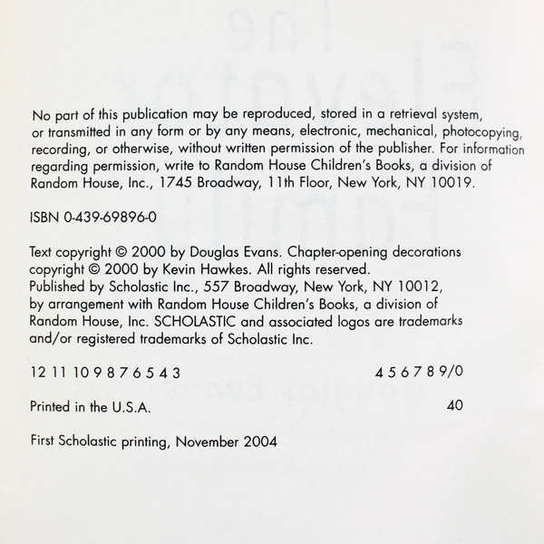 The Elevator Family by Douglas Evans 2004 Scholastic Paperback - Good Condition