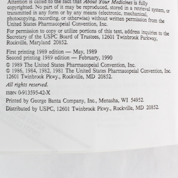 About Your Medicines 1989 Revised 5th Edition Ex-Libris Book