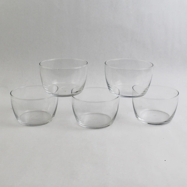 Set of 5 Libbey Clear Glass Bowls Stackable 4.5" Diameter 2.75" H