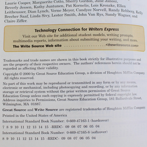 Writers Express: A Handbook for Young Writers Thinkers and Learners 2000 PB