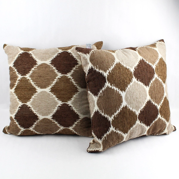 Lot of 2 Studio Chic Home Throw Pillows Brown Geometric 19” x 19”