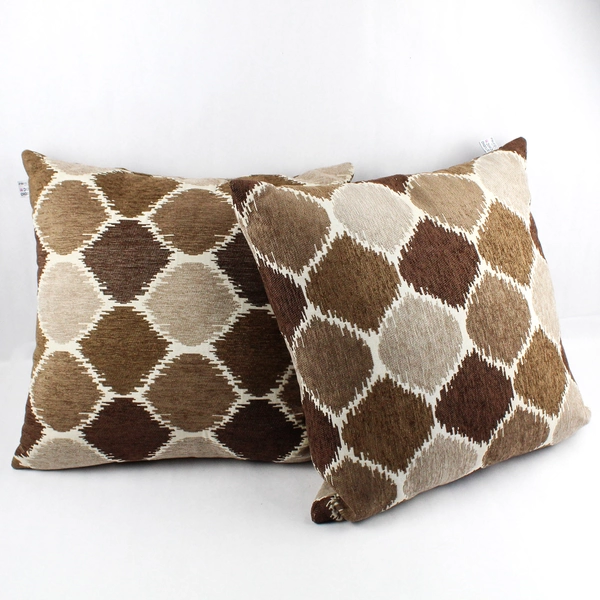 Lot of 2 Studio Chic Home Throw Pillows Brown Geometric 19” x 19”