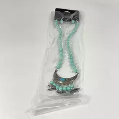 Imitation Turquoise Bead Necklace & Earring Set with Moon Pendant NIP